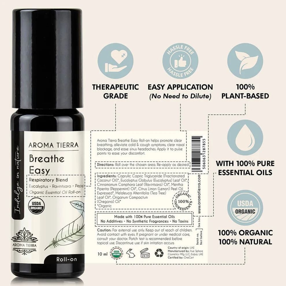 Essential oil roll-on bottle with label details 