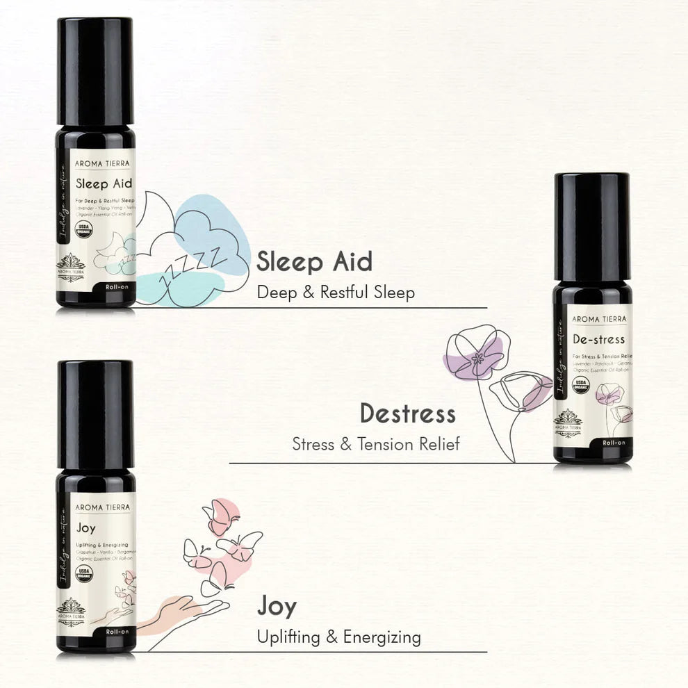Pamper 3 Roll-on Set - For Sleep, Stress Relief & Joy