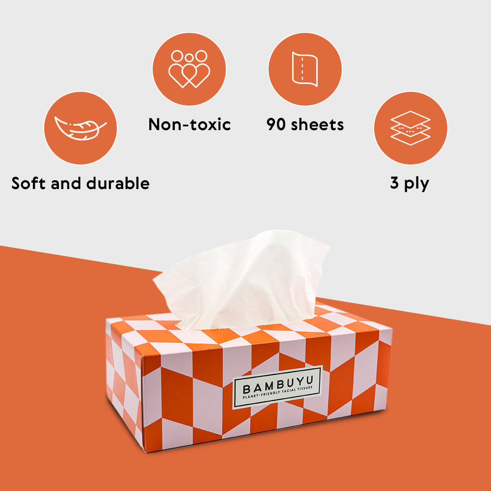 Facial Tissue Rectangular Bamboo Facial Tissue - 4 Rectangle Boxes Eco-Friendly – Pure Path